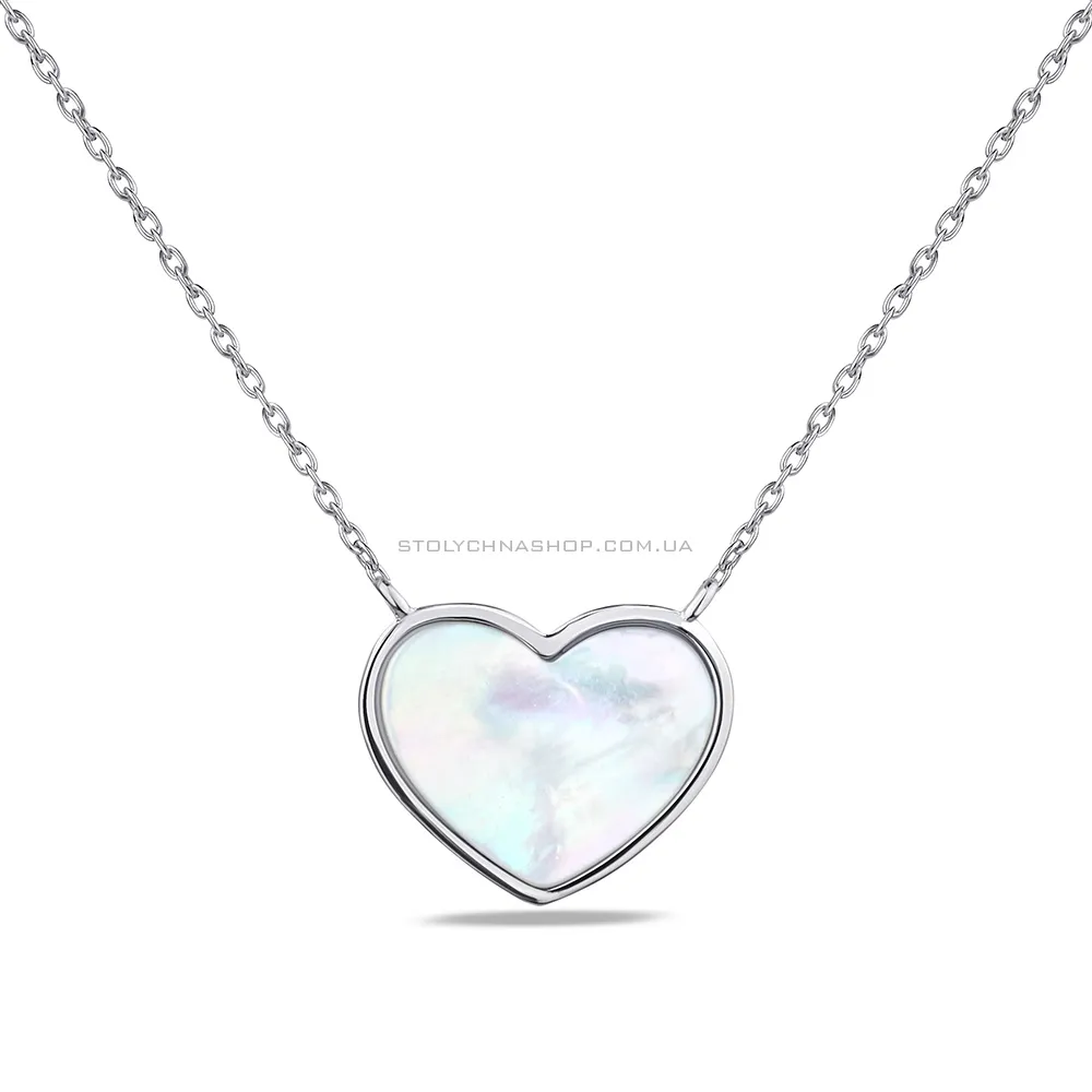 Срібне кольє "Серце" з перламутром (арт. 7507/1472п) - цена