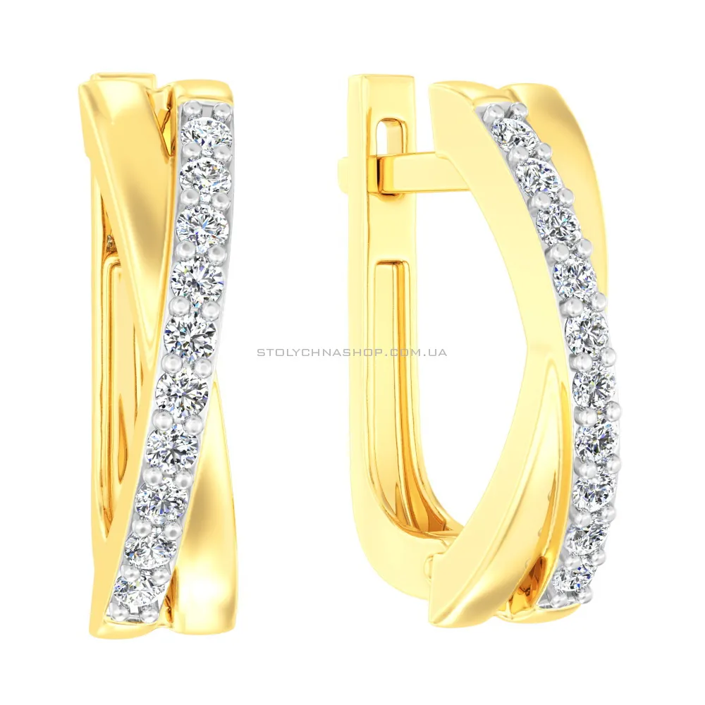 Золоті сережки Синергія з доріжкою фіанітів (арт. 111102ж) - цена