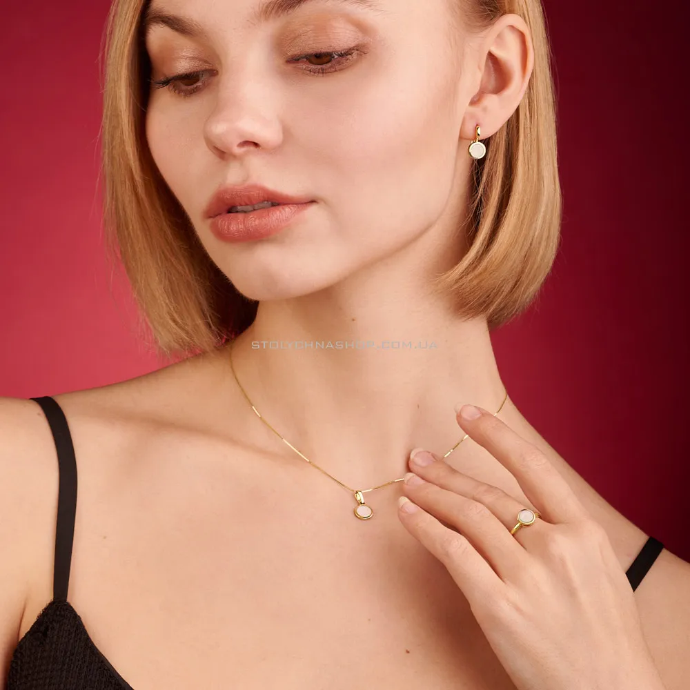 Золоті сережки Лýна з емаллю (арт. 111081/1жеп) - 3 - цена