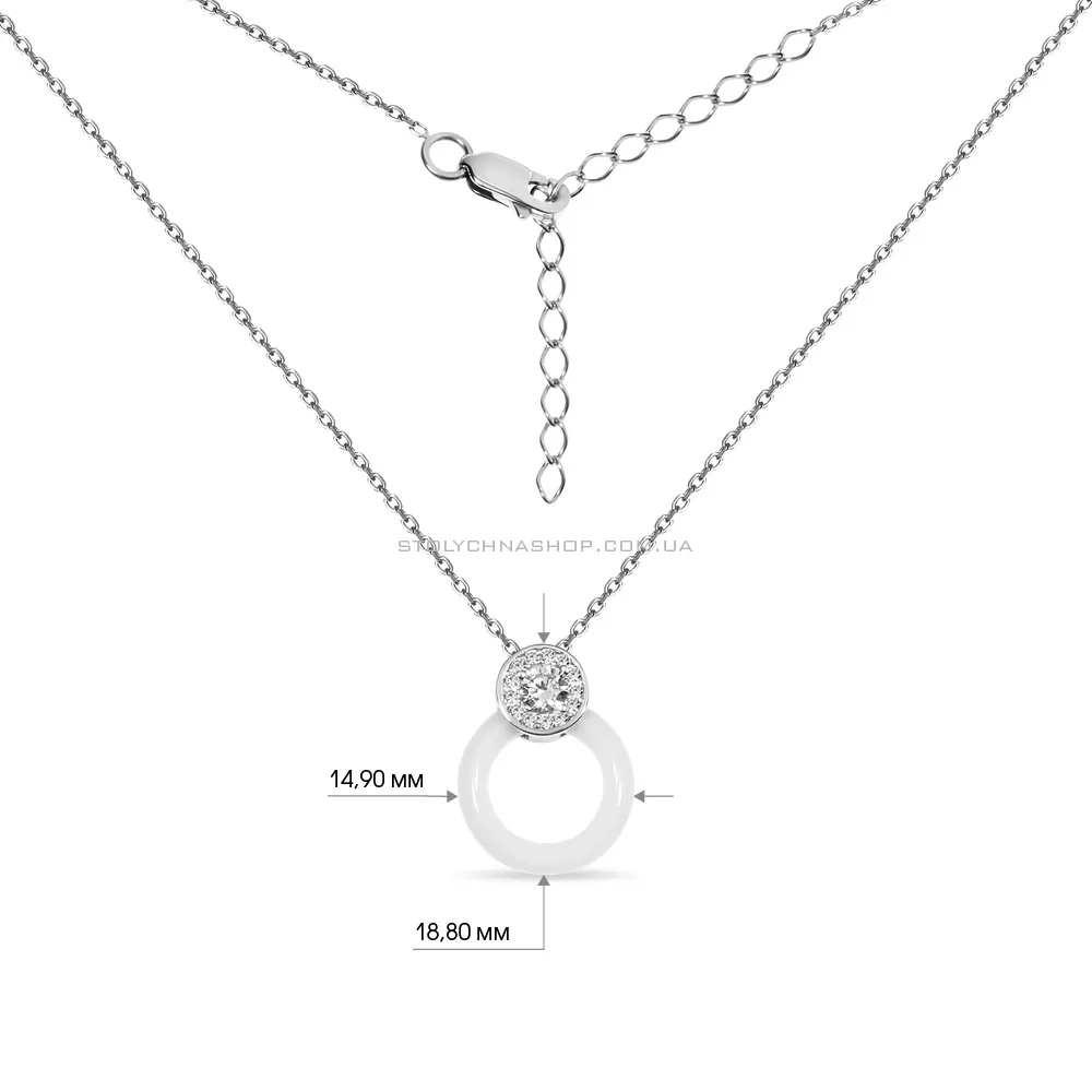 Срібне кольє з керамікою і фіанітами (арт. 7507/8629б084) - 3 - цена
